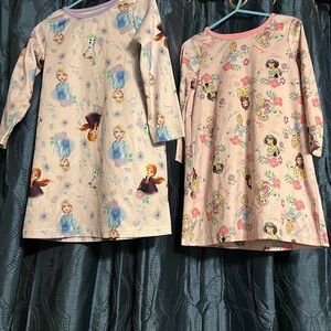 Disney Pink and Cream Nightgowns with Cartoon Characters